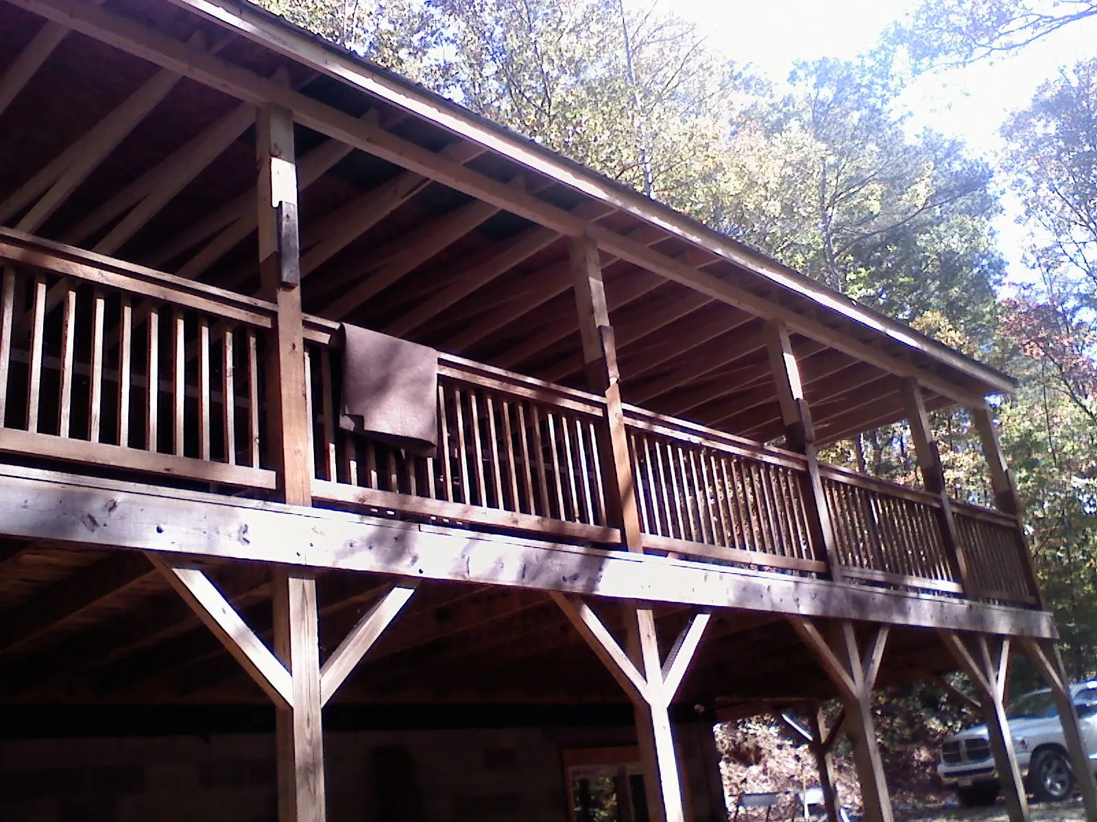 Timber framing under a new elevated porch and deck — Roof Leak Repair in Waynesboro by Roofing Brothers